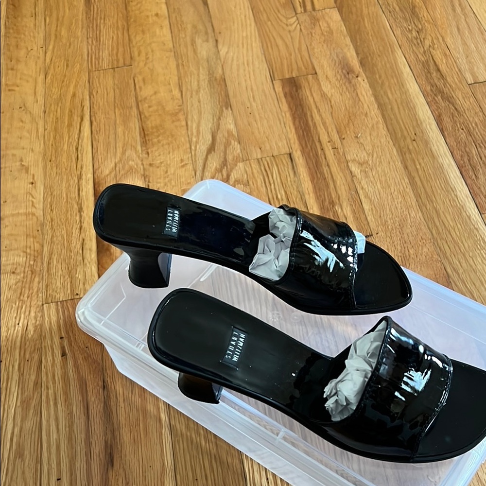 Stuart Weitzman Patent Leather Black Mules
